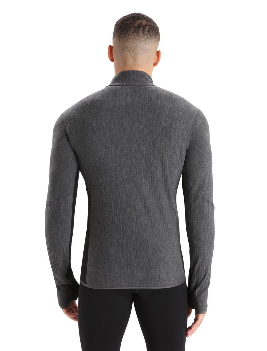 Vestes Icebreaker RealFleece™ Merino Descender Long Sleeve Zip Homme Noir | FR 1243XYUF